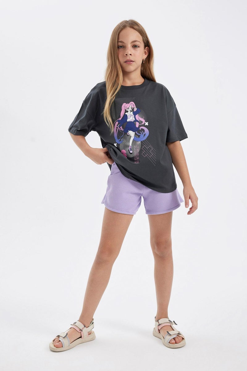 DeFacto Purple Girl Girl Waffle Shorts Casual - Image 1